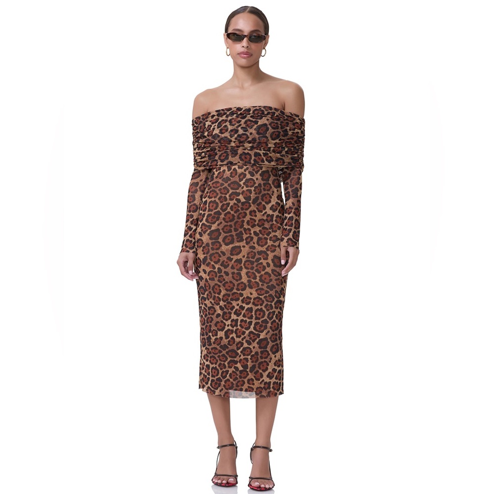AFRM Brown Leopard Long Sleeve Dress